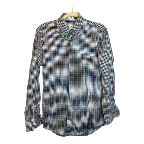 Peter Millar Shirt Men's Size‎ Small Button Down Checkered Blue Purple Black - Picture 1 of 4